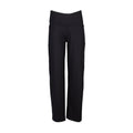 Black wide-leg pants with high-rise waistband, front view.
