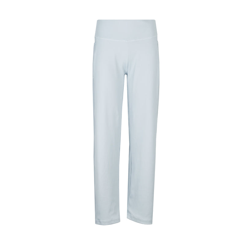 Light blue wide-leg women’s pants with elastic waistband