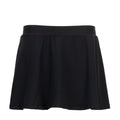 Black women's power skirt with wide elastic waistband and flared A-line hem