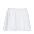 White women's power skirt with elastic waistband and gathered A-line silhouette