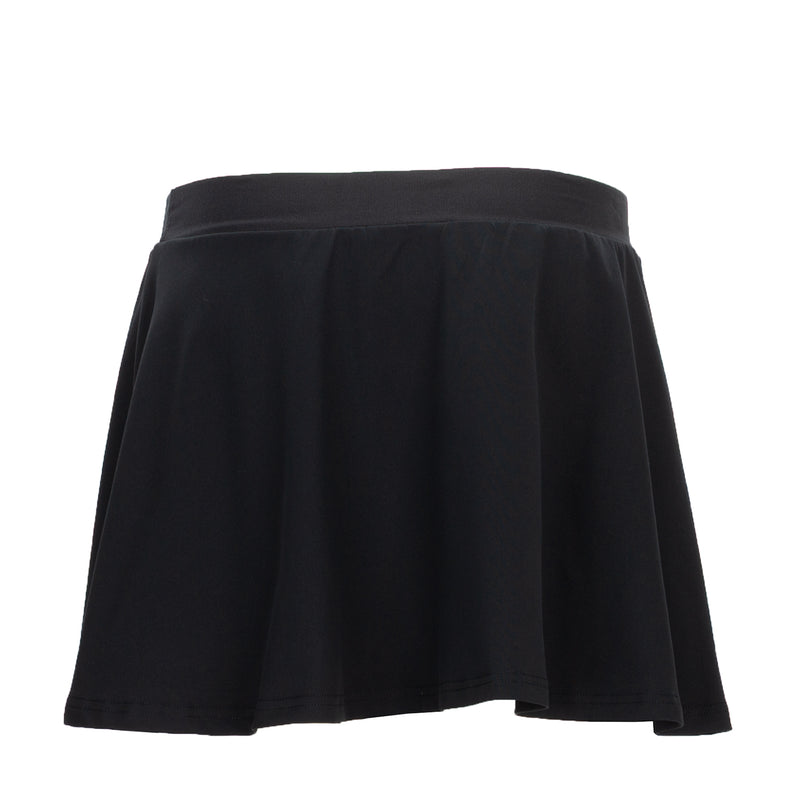 Black women's power skirt, slightly flared skirt with elastic waistband and curved hem