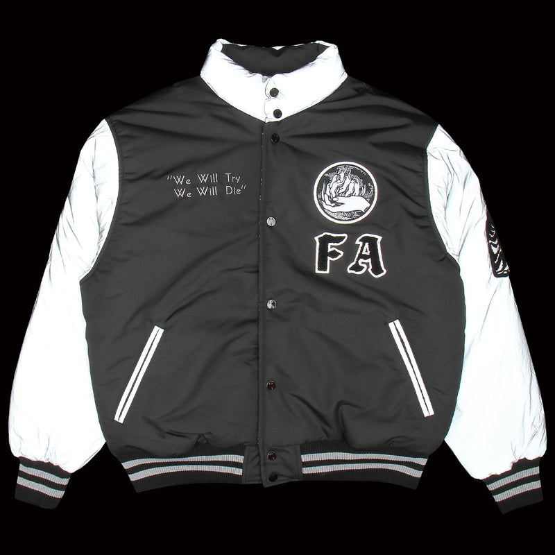 Fucking Awesome Reflective Reversible Varsity Puffer : Black / Reflective