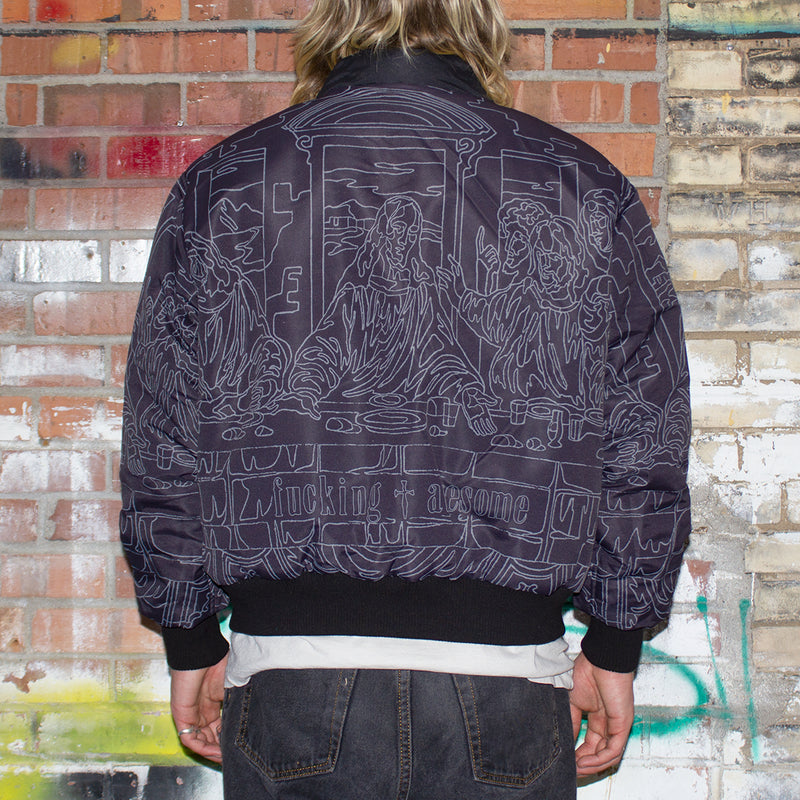 Fucking Awesome Reflective Reversible Varsity Puffer : Black / Reflective