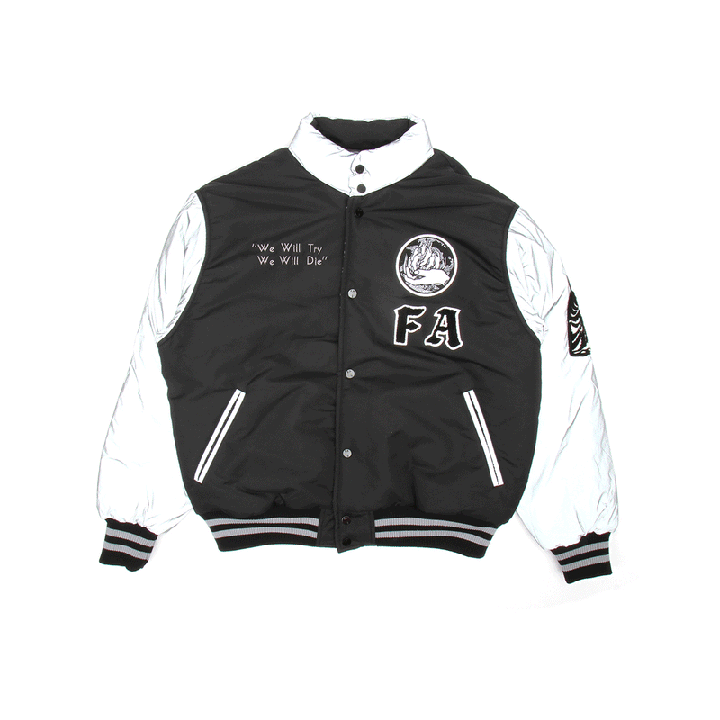 Fucking Awesome Reflective Reversible Varsity Puffer : Black / Reflective