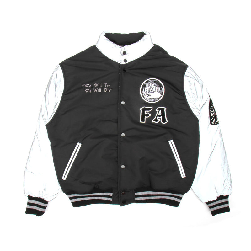 Fucking Awesome Reflective Reversible Varsity Puffer : Black / Reflective