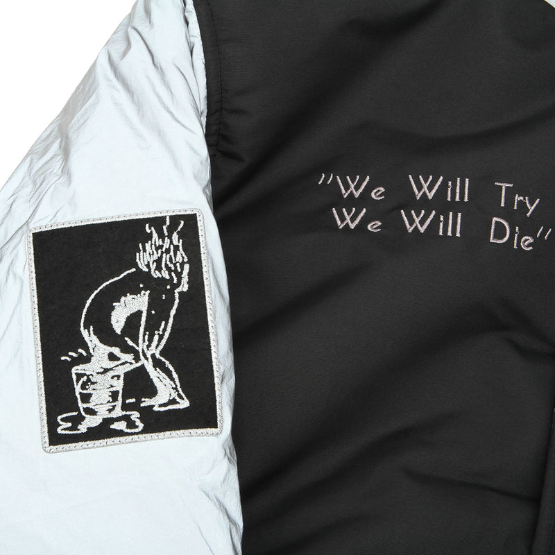 Fucking Awesome Reflective Reversible Varsity Puffer : Black / Reflective