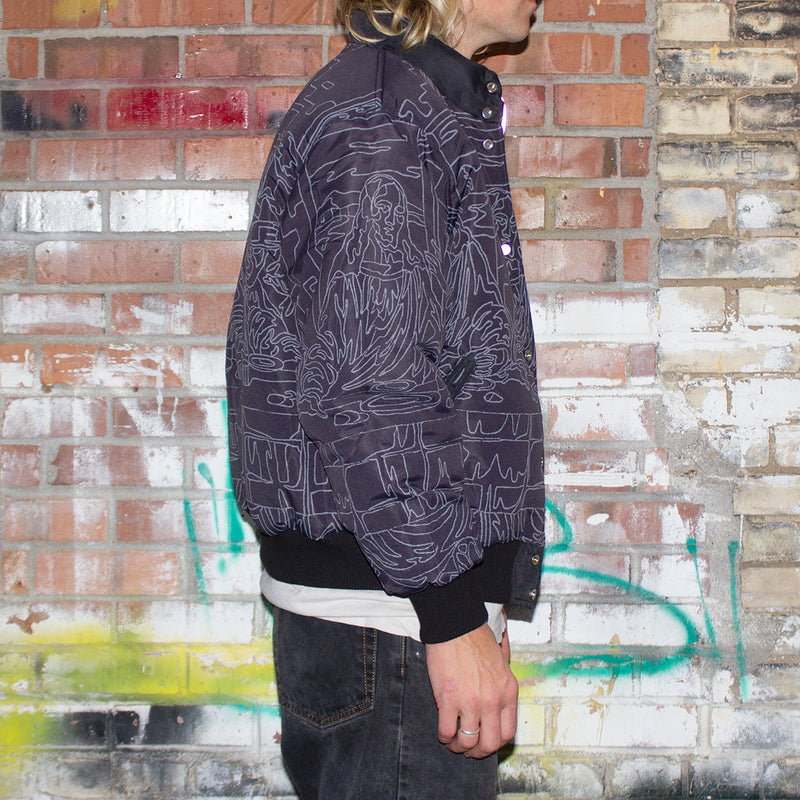Fucking Awesome Reflective Reversible Varsity Puffer : Black / Reflective