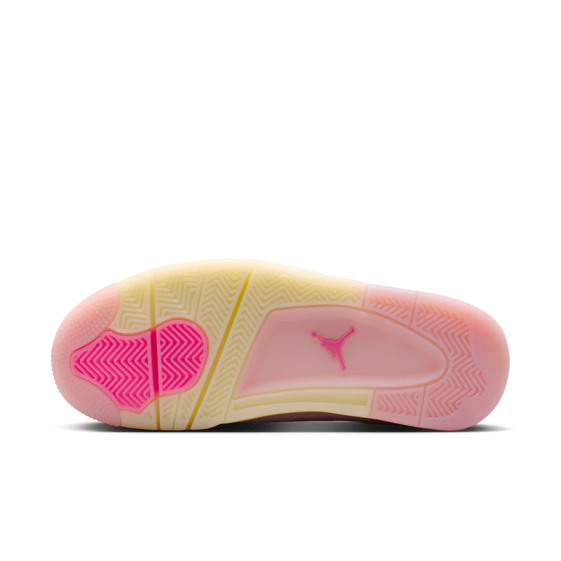Light pink outsole with zigzag traction pattern and clear window near midfoot