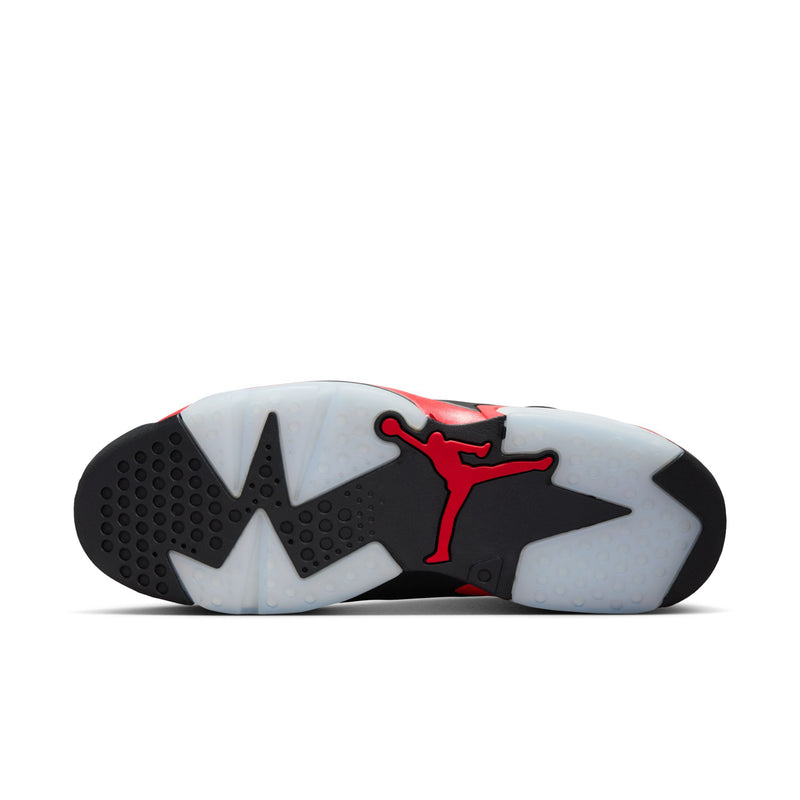 Black rubber outsole with red and light-gray traction panels