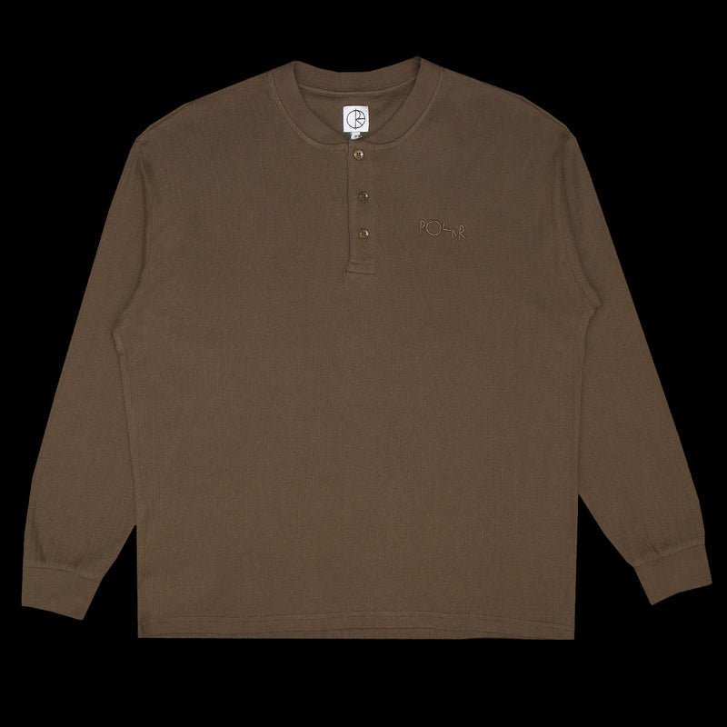 Polar Rib Henley L/S T-Shirt - Brown
