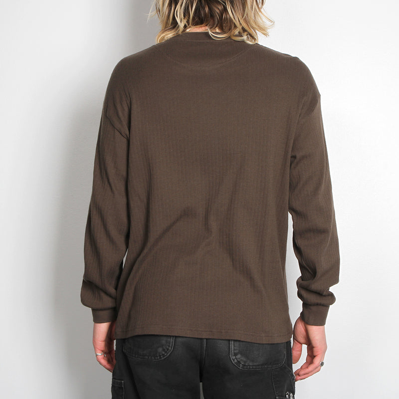 Polar Rib Henley L/S T-Shirt - Brown