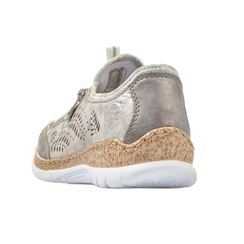 Rieker Nikita K6 Sneaker (Women) - Grey/Rose Metallic Athletic - Casual - Lace Up - The Heel Shoe Fitters