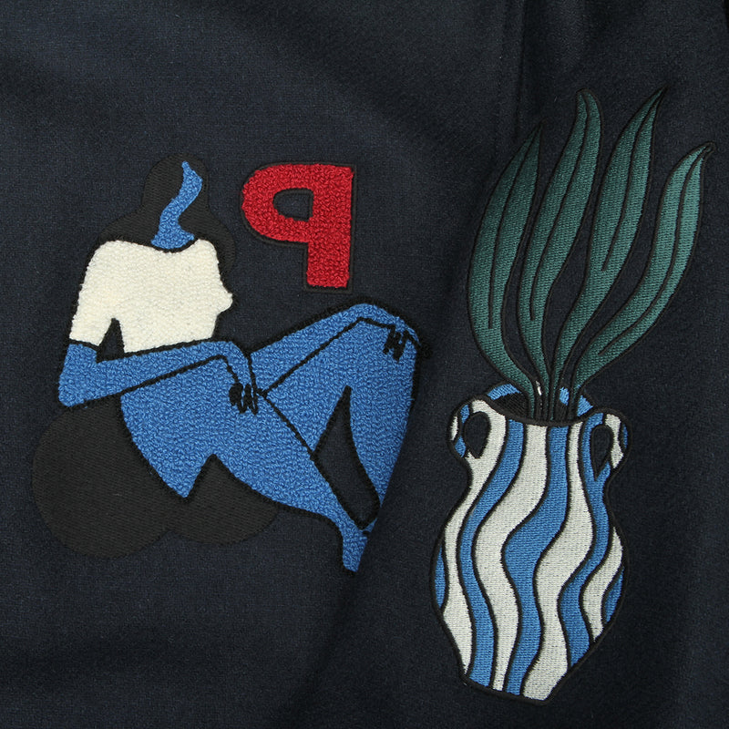 Parra Run Sit & Bike Varsity Jacket Navy Blue