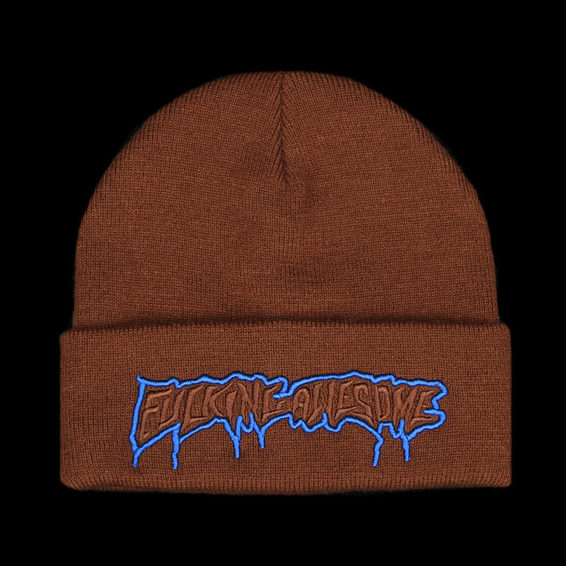 Fucking Awesome Running Logo Cuff Beanie Brown