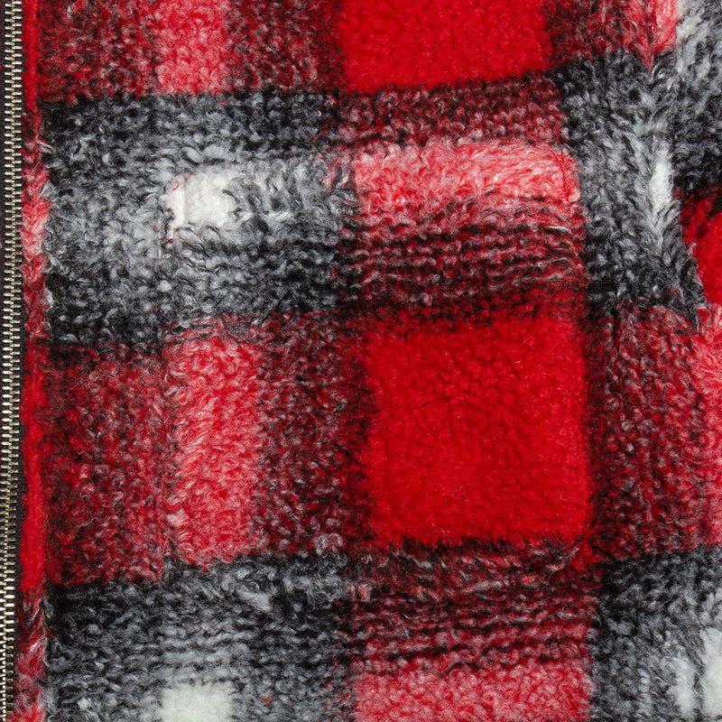 Stussy Shadow Plaid Sherpa Zip Shirt : Red