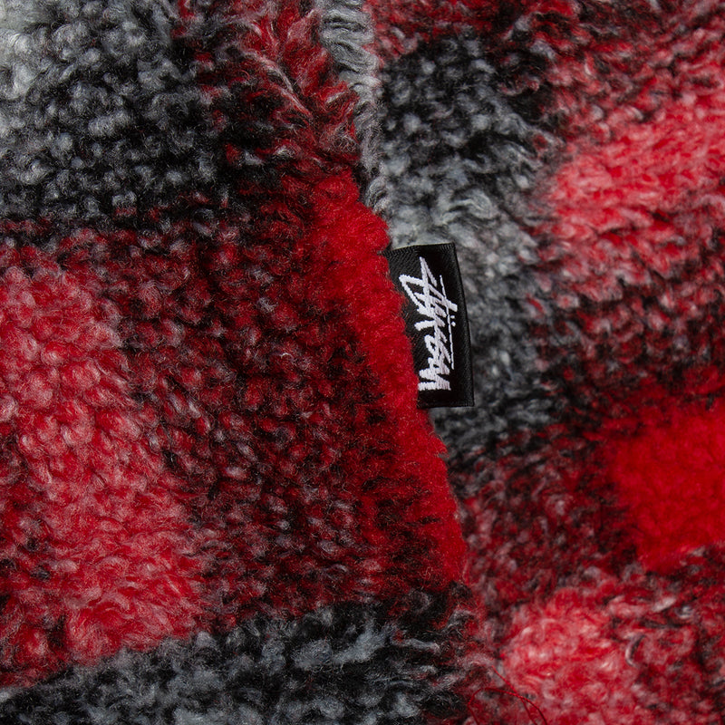 Stussy Shadow Plaid Sherpa Zip Shirt : Red