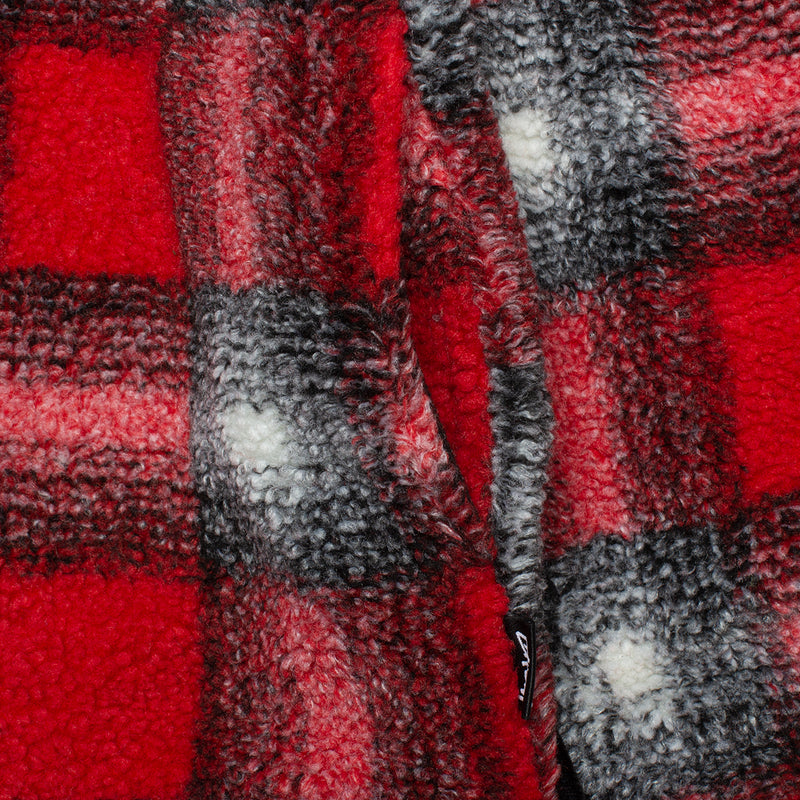 Stussy Shadow Plaid Sherpa Zip Shirt : Red