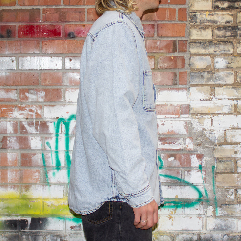 Stussy Sherpa Lined Denim Shirt Style # 1110244  Color : Stone Wash