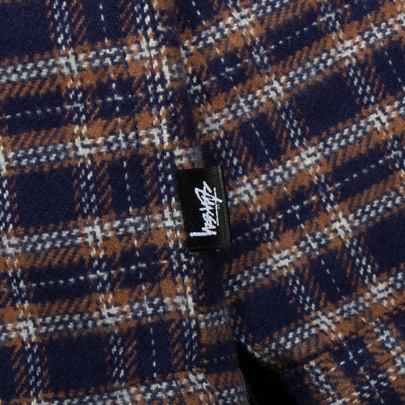 Stussy Sherpa Lined Plaid Shirt : Navy