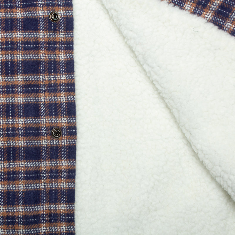 Stussy Sherpa Lined Plaid Shirt : Navy
