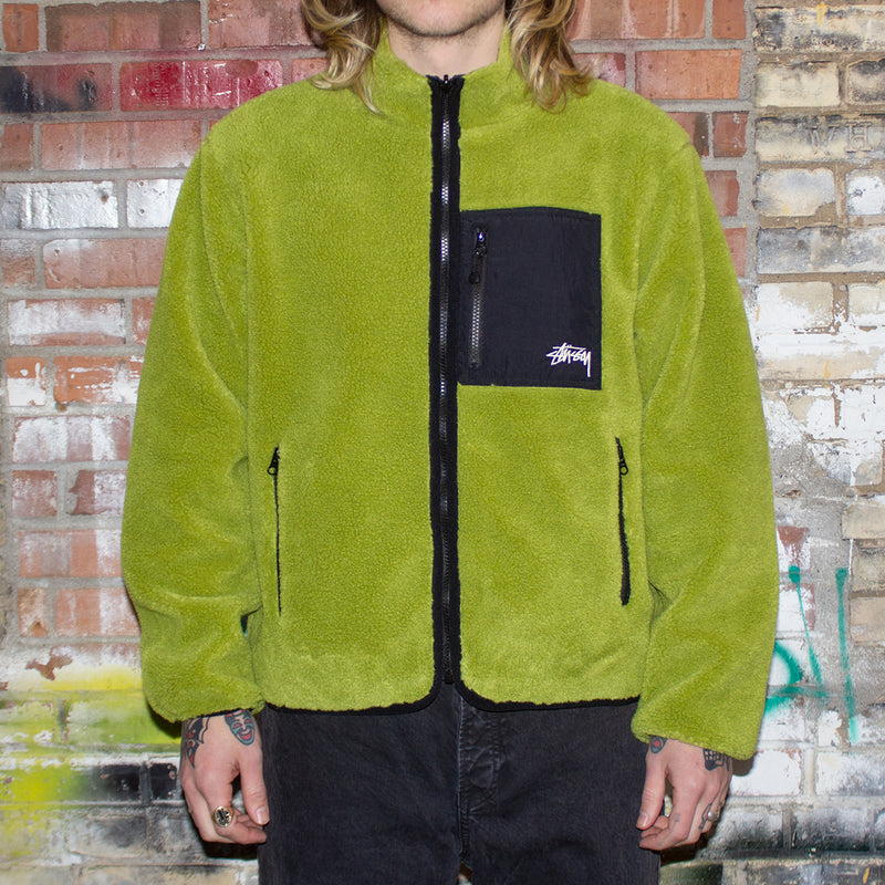 Stussy Sherpa Reversible Jacket Moss Green  Edit alt text