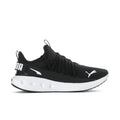 Men's black knit slip-on running shoes with white midsole and Puma logo