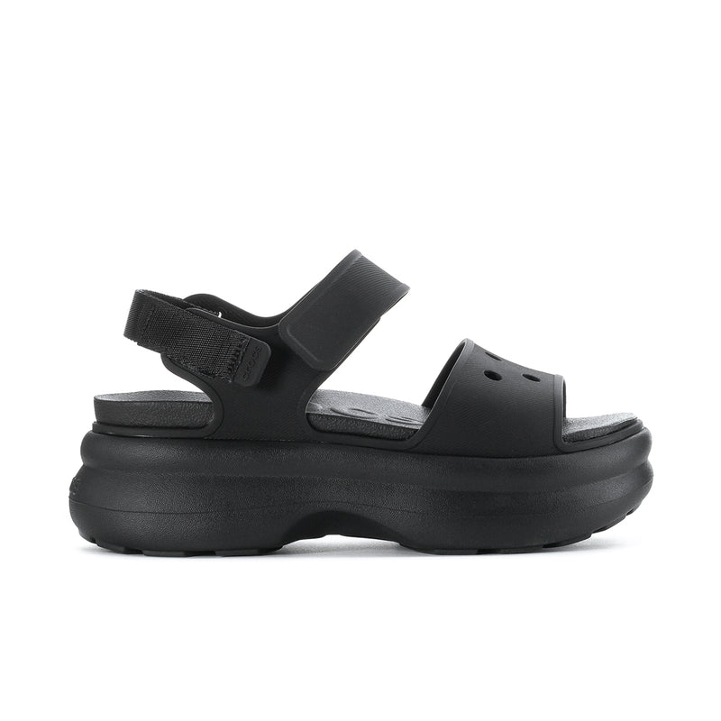 Black Y-strap platform sandal with chunky sole and adjustable strap