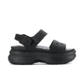Black Y-strap platform sandal with chunky sole and adjustable strap