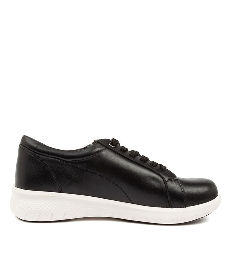 Women's Ziera Solar-XF in Black Leather/ White Sole. Sku: ZR10058BDCLE