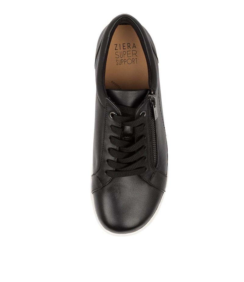 Women's Ziera Solar-XF in Black Leather/ White Sole. Sku: ZR10058BDCLE