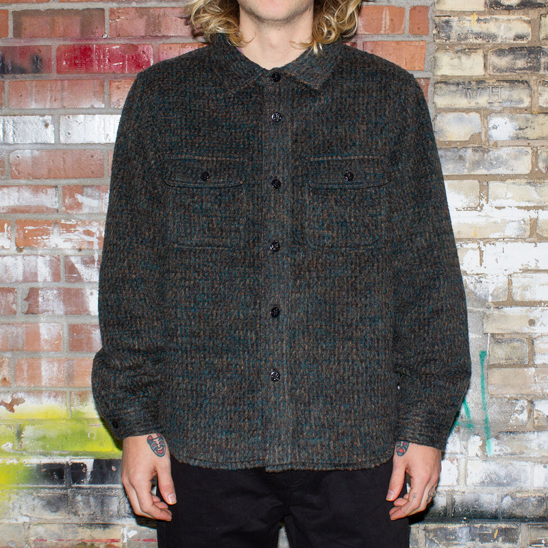 Stussy Speckled Wool CPO Shirt : Black