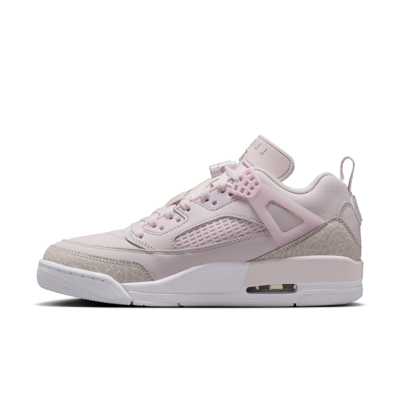 Women’s low-top sneakers in pearl pink, gray, and sail with lace-up and side panel