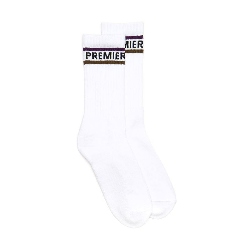 Premier Striped Crew Sock White