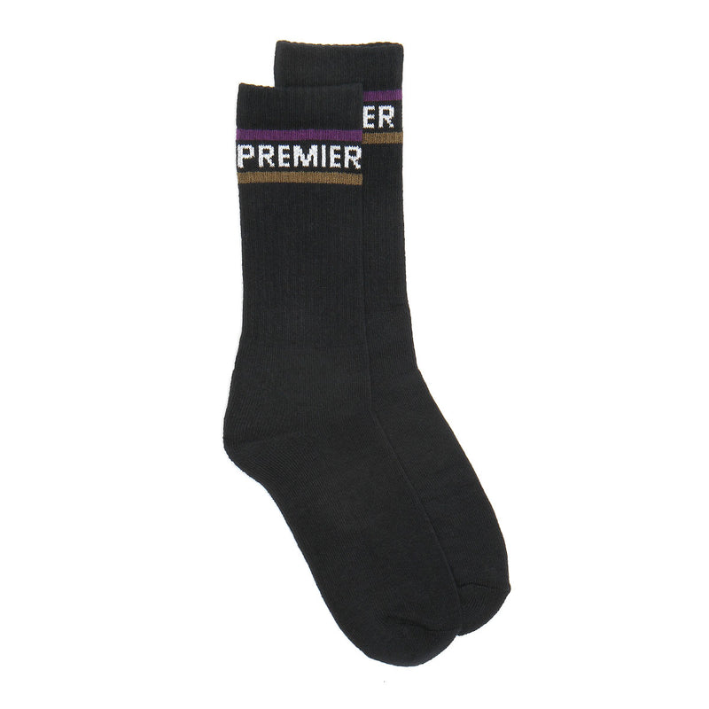 Premier Striped Crew Sock Black