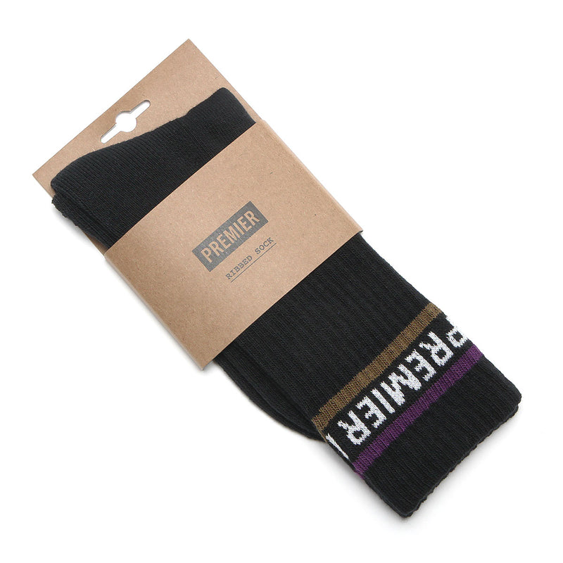 Premier Striped Crew Sock Black