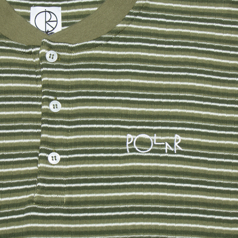 Polar Striped Rib Henley T-Shirt Uniform Green  Edit alt text