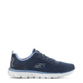 Navy mesh lace-up sneakers with S logo and white cushioned sole