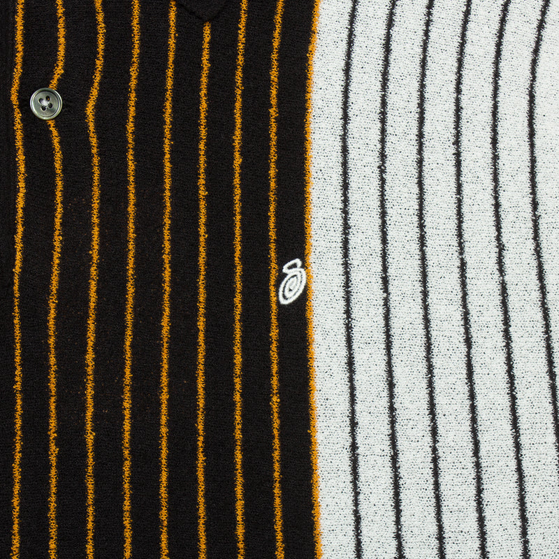 Stussy Textured S/S Polo Sweater Style # 117167 Color : Black Stripe
