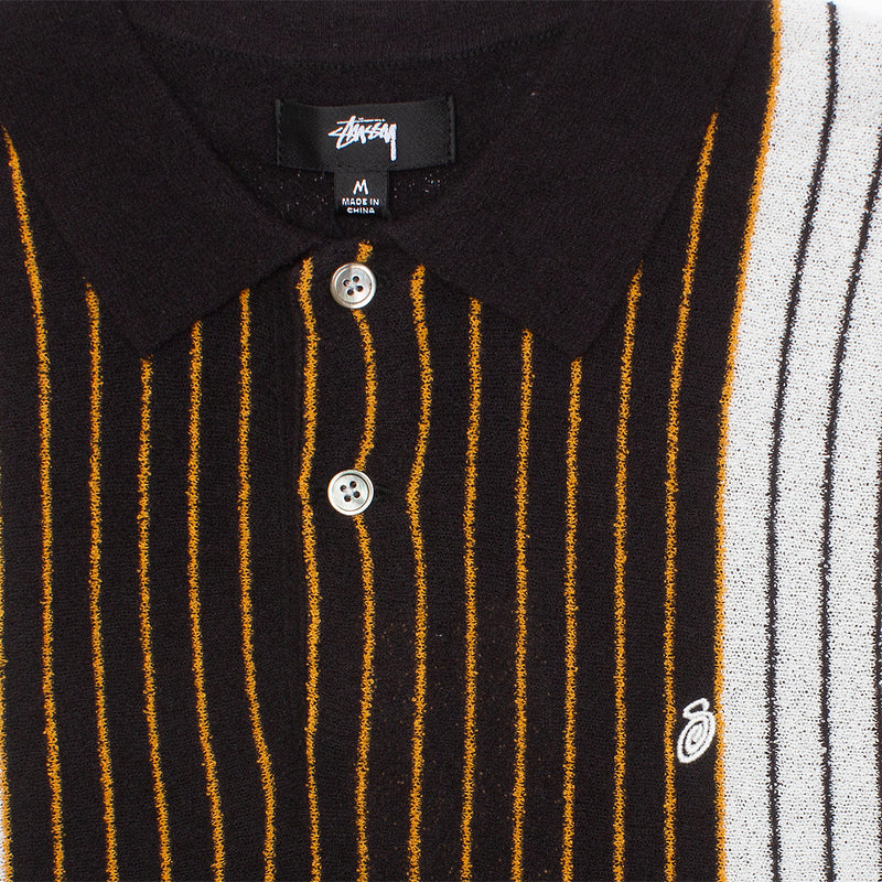 Stussy Textured S/S Polo Sweater Style # 117167 Color : Black Stripe