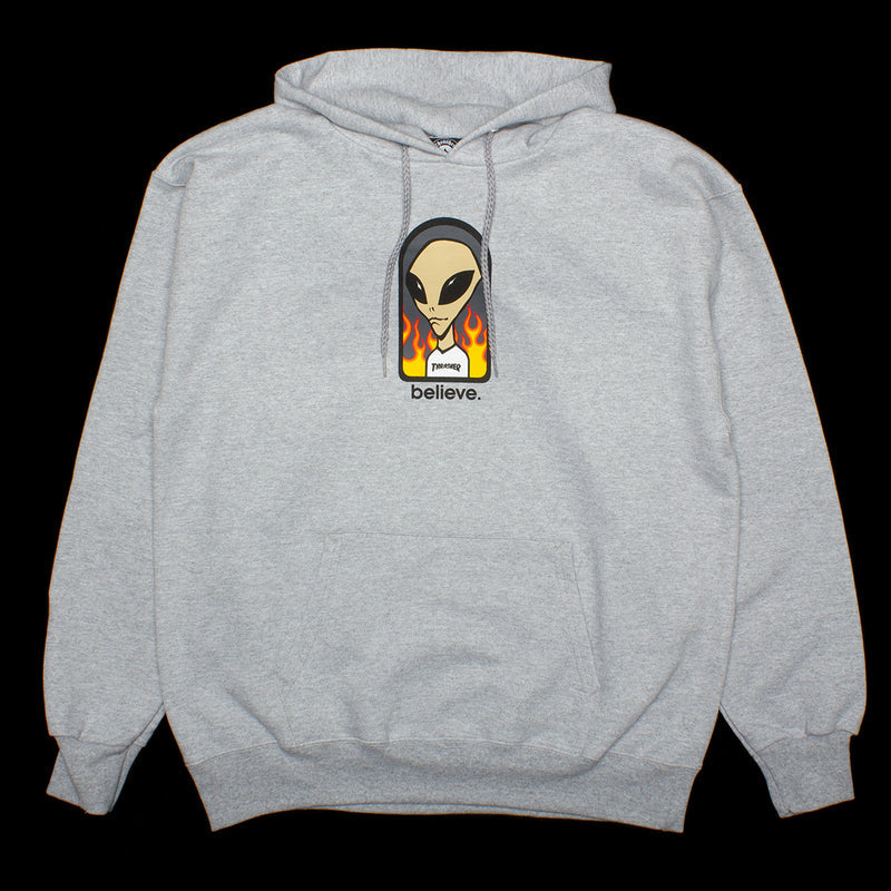 Thrasher x Alien Workshop Believe Hoodie Color : Grey