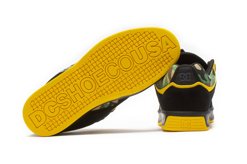 Thrasher x DC Kalynx Style # ADYS100805-BCM Color : Black / Camo / Yellow