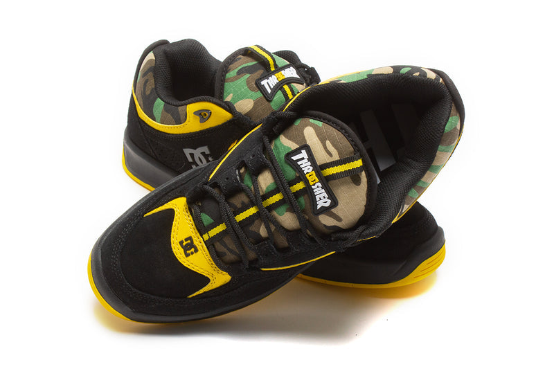 Thrasher x DC Kalynx Style # ADYS100805-BCM Color : Black / Camo / Yellow