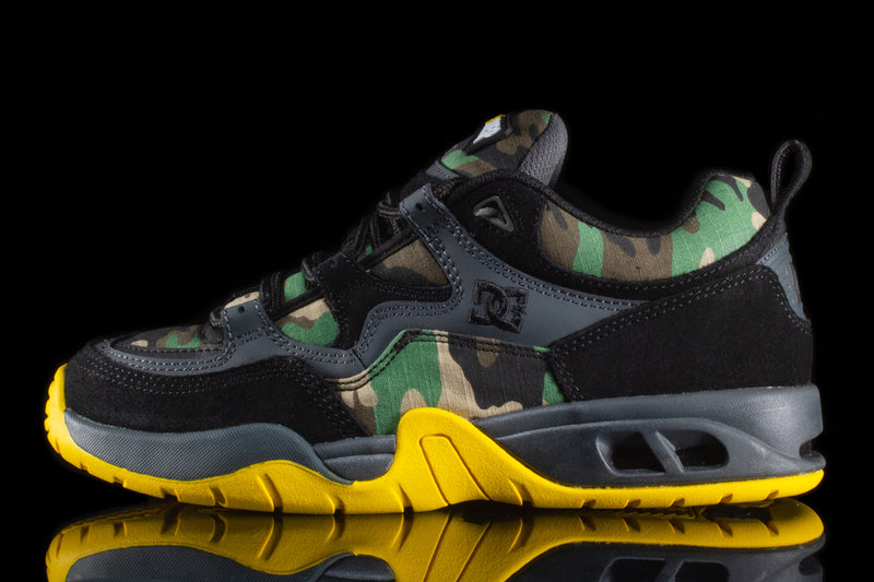 Thrasher x DC Truth Style # ADYS100761-BCM Color : Black / Camo / Yellow