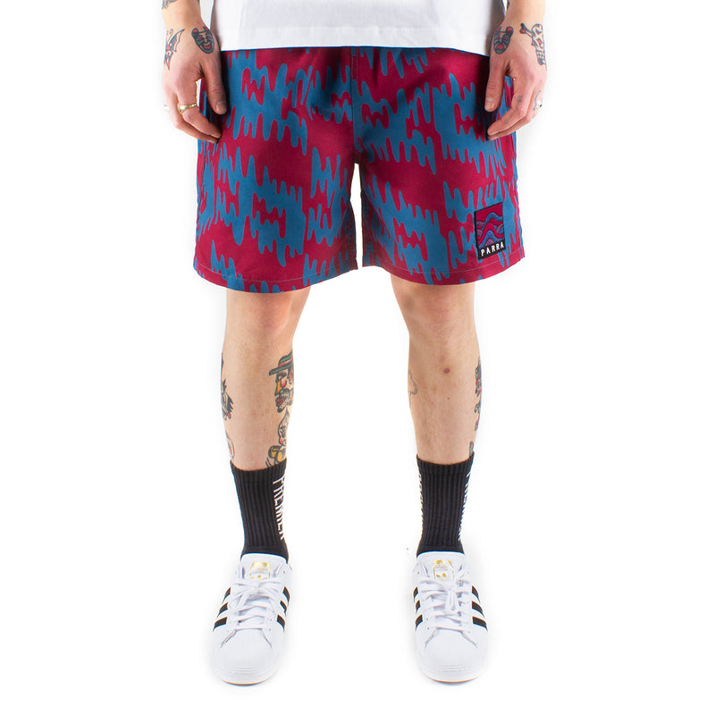 by Parra Tremor Pattern Swim Shorts Deep Red