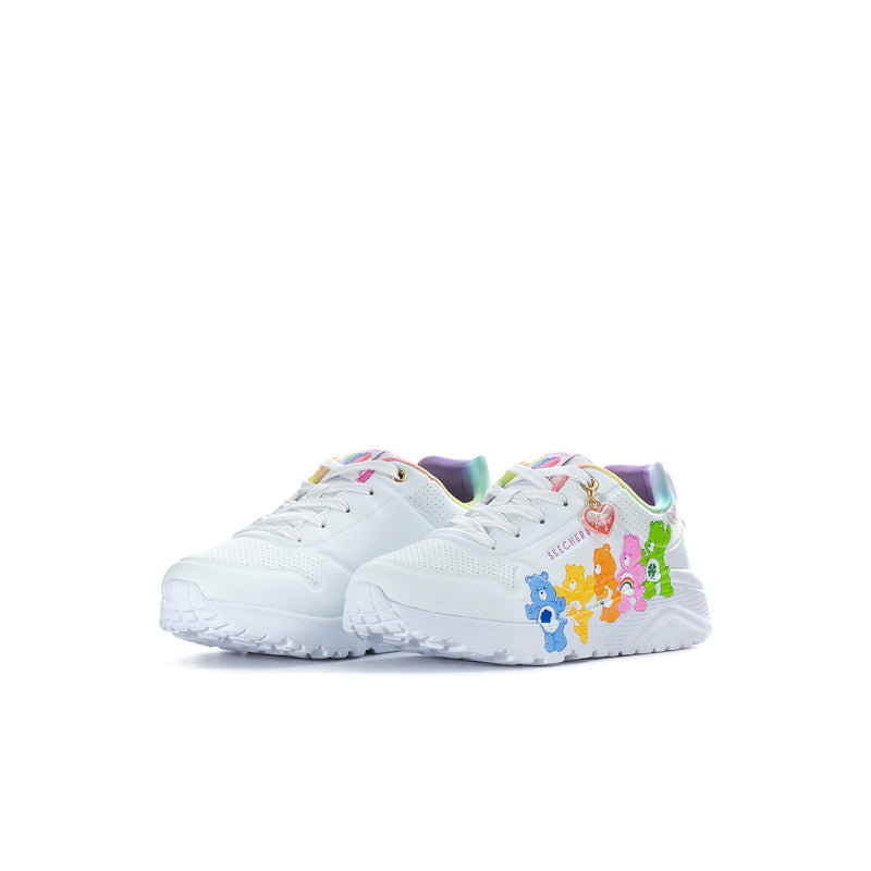 Kids' Uno Lite sneakers, white with colorful bear graphic and multicolor accents