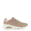 Women’s taupe and white lace-up sneakers with cushioned sole
