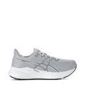 Women's lace-up running shoes, light gray knit upper with white midsole