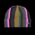 Frog Vertical Stripe Beanie Black Pink