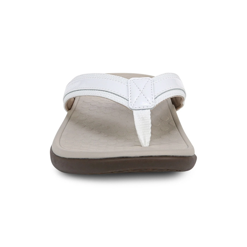 Vionic Tide Sandal (Women) - White Patent Webbing Sandal - Thong - The Heel Shoe Fitters