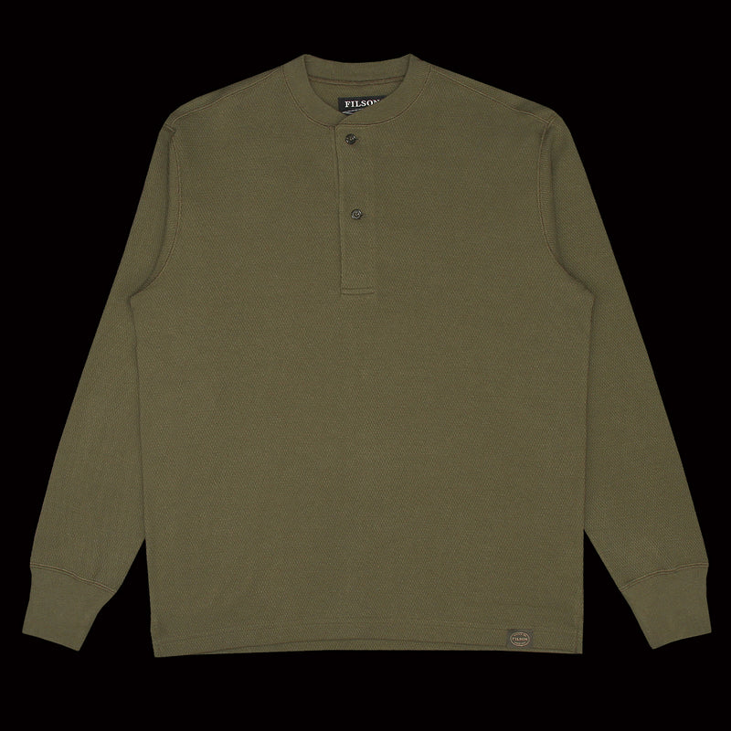 Filson Waffle Knit Henley Mossy Rock